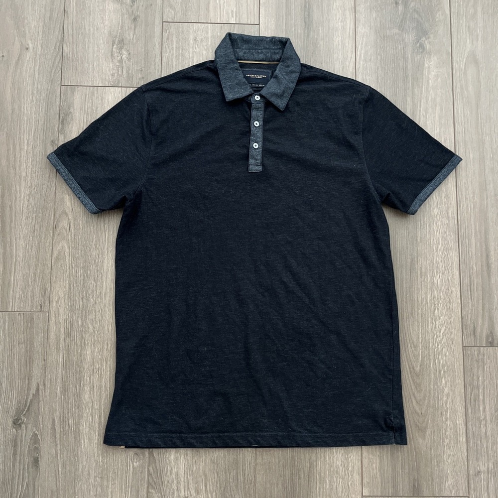 Denim & Flower Ricky Singh Short Sleeve Polo Shirt Mens XL Black/Gray Trim